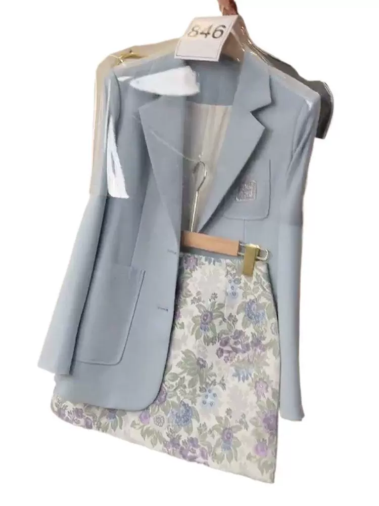 Мини-юбка, комплект, костюм, интернет-знаменитость, стиль Chanel, floral принт