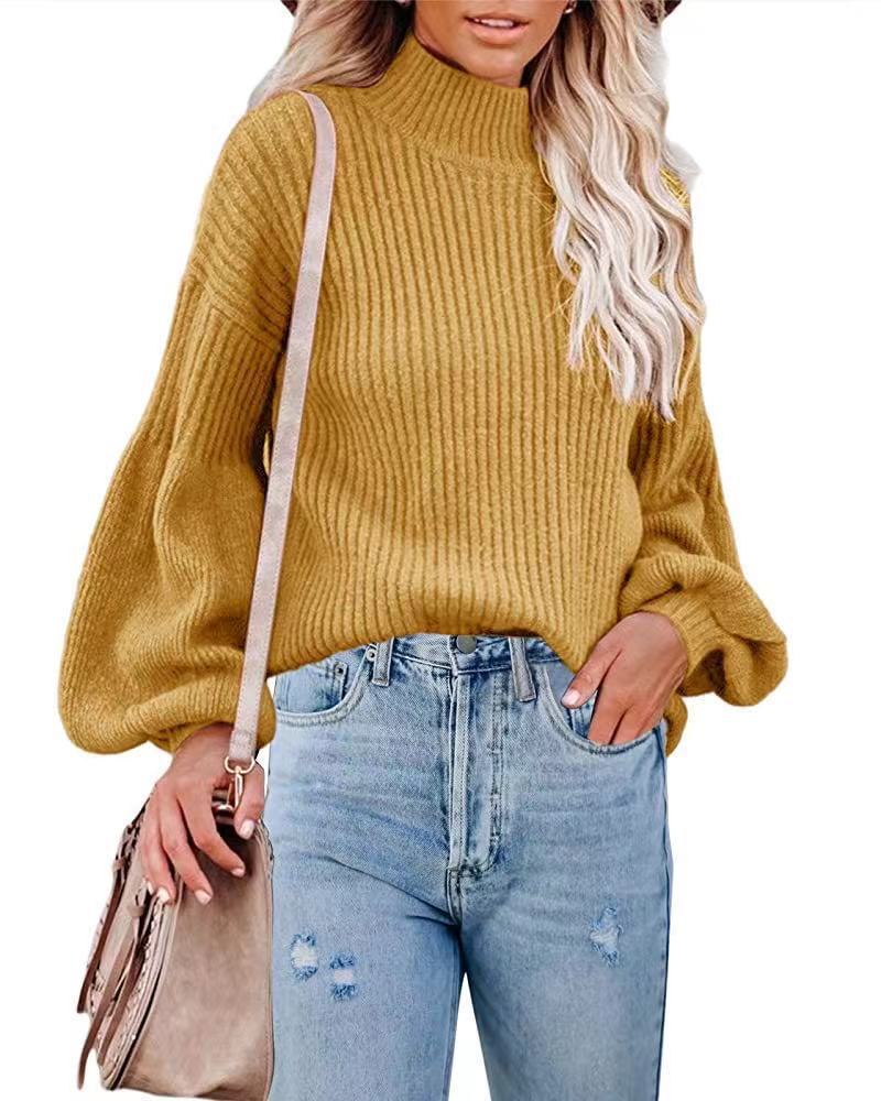 women s high neck pullover sweater nihaostyles clothing wholesale NSBTY74084