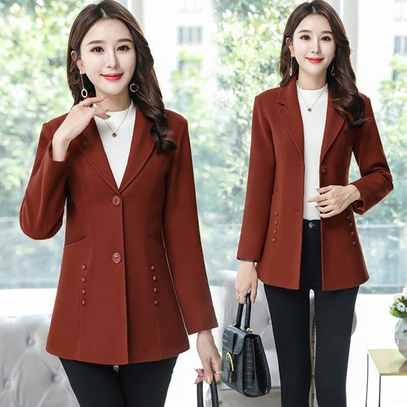Small Suit Women's Autumn and Winter New Mothers' Wool Jacket Small Fashionable Large Size All-match Coat Trendy