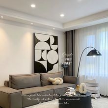 黑白极简客厅装饰画抽象现代沙发背景墙高级感大幅落地画玄关挂画