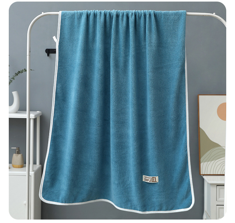 Label Coral Fleece Plain Bath 70*140 Soft Absorbent Thickened Large Gift Beach Towel New Model_voghion.com
