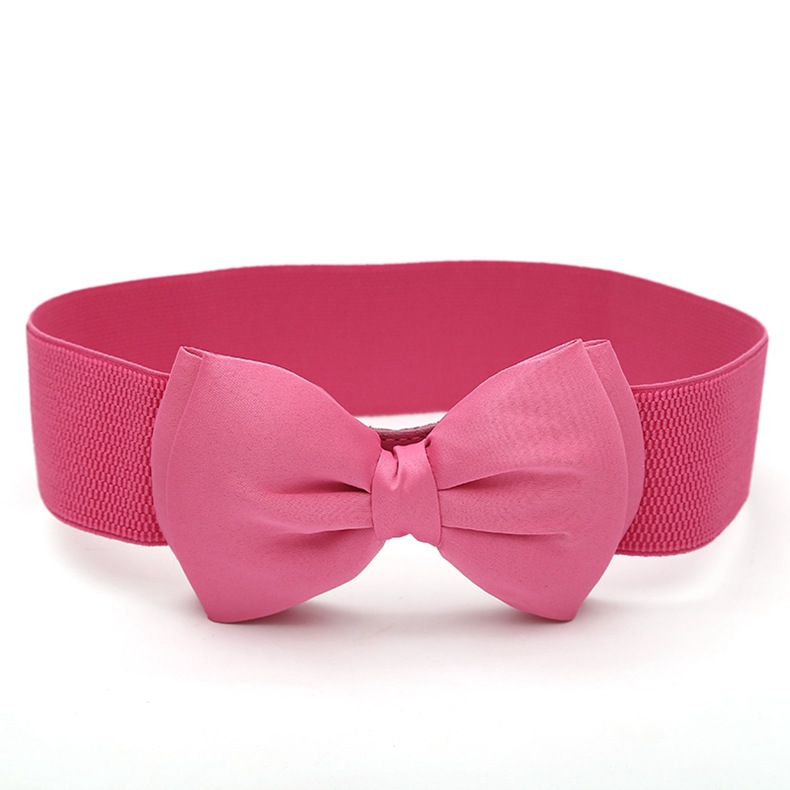 Retro Simple Style Solid Color Bow Knot Alloy Elastic Band Women's Woven Belts display picture 12