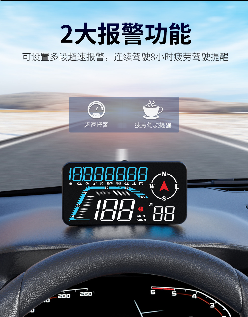 Cross-Border Car Hud Head-Up Display Car Universal Gps Car Speed Altitude High-Definition Multi-Function Instrument G12