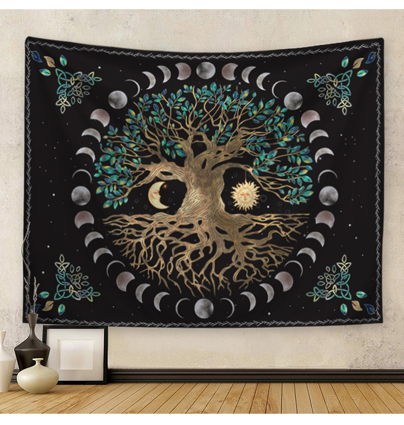 Classical Retro Pastoral Moon Tree Polyester Tapestry Artificial Decorations display picture 1