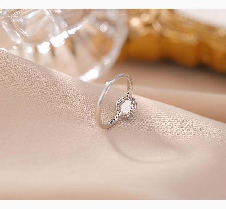 Nhẫn bạc S925 đính đá aquamarine hình học tròn lấp lánh — một mảnh chi tiết 3