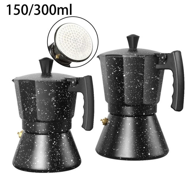 Cross-border in stock induction cooker bottom covered mocha pot Italian concentrated aluminum coffee pot household coffee appliance Cross-border in stock induction cooker bottom covered mocha pot Italian concentrated aluminum coffee pot household coffee appliance
