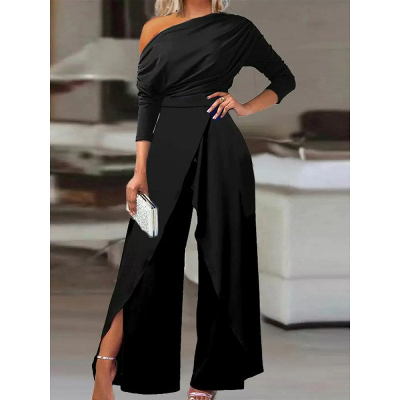 2026 New In-Stock Amazon One-Shoulder Formal Elegant Party Jumpsuit