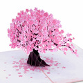 跨境爆款母亲节情人节3d立体贺卡浪漫樱花树创意纸雕折叠祝福卡片