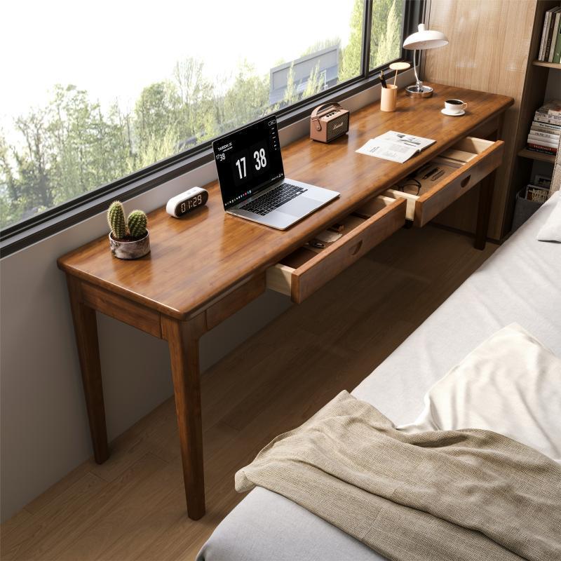 Solid Wood Narrow Desk Width 40/45cm Home Computer Desk Office Small Apartment Bedroom Student Writing Desk Long Table