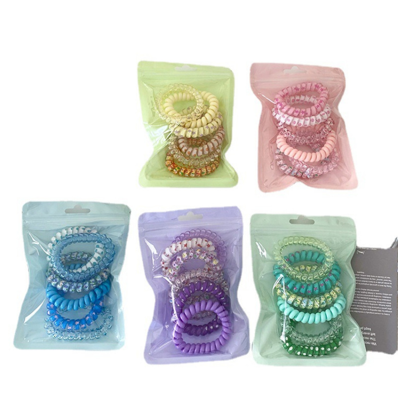 Línea telefónica de color caramelo de dopamina de verano banda para el cabello cuerda de cabello simple cuerda de cabello básica cuerda de cabello de alta elasticidad durable Nuevo
