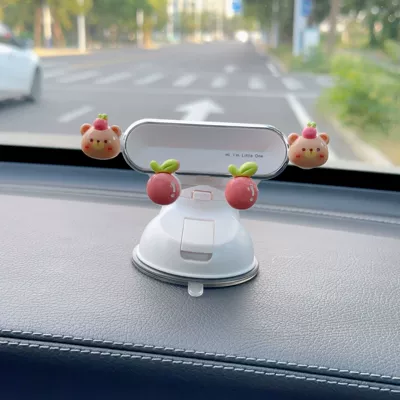 Car phone holder Suction Cup Type 2025 New - bear-head-white-suction-cup-b-air-outlet-instrument-panel-universal
