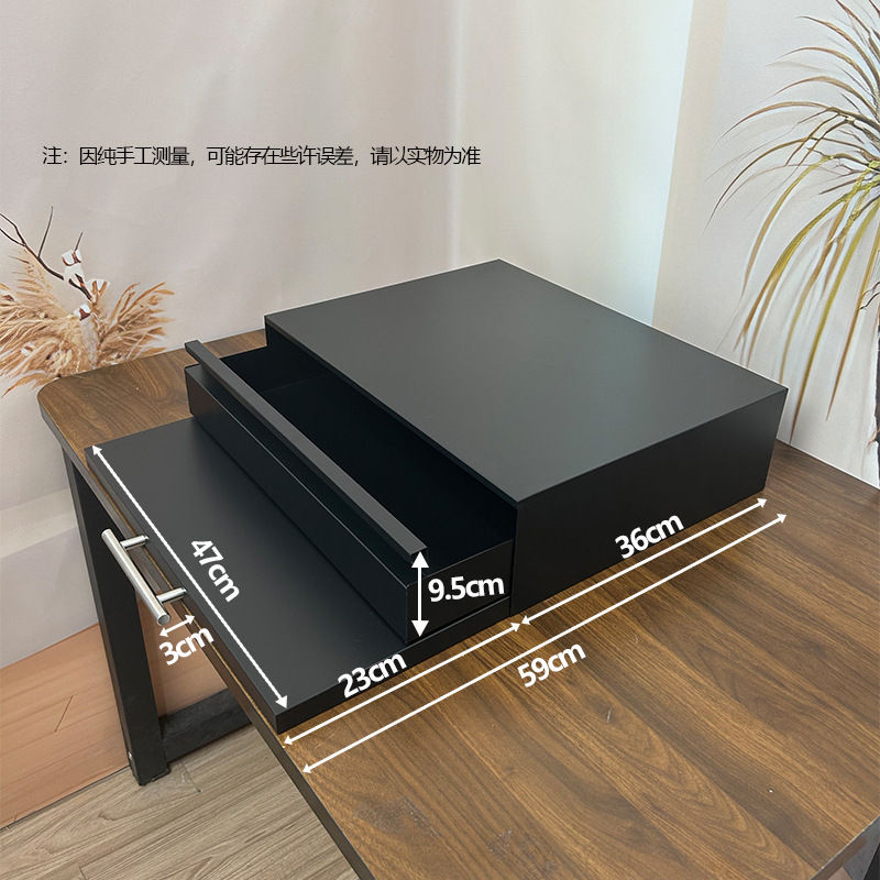 (더블 레이어) 전자레인지 조리대 인출식 선반(서랍+인출식 접시) - 블랙