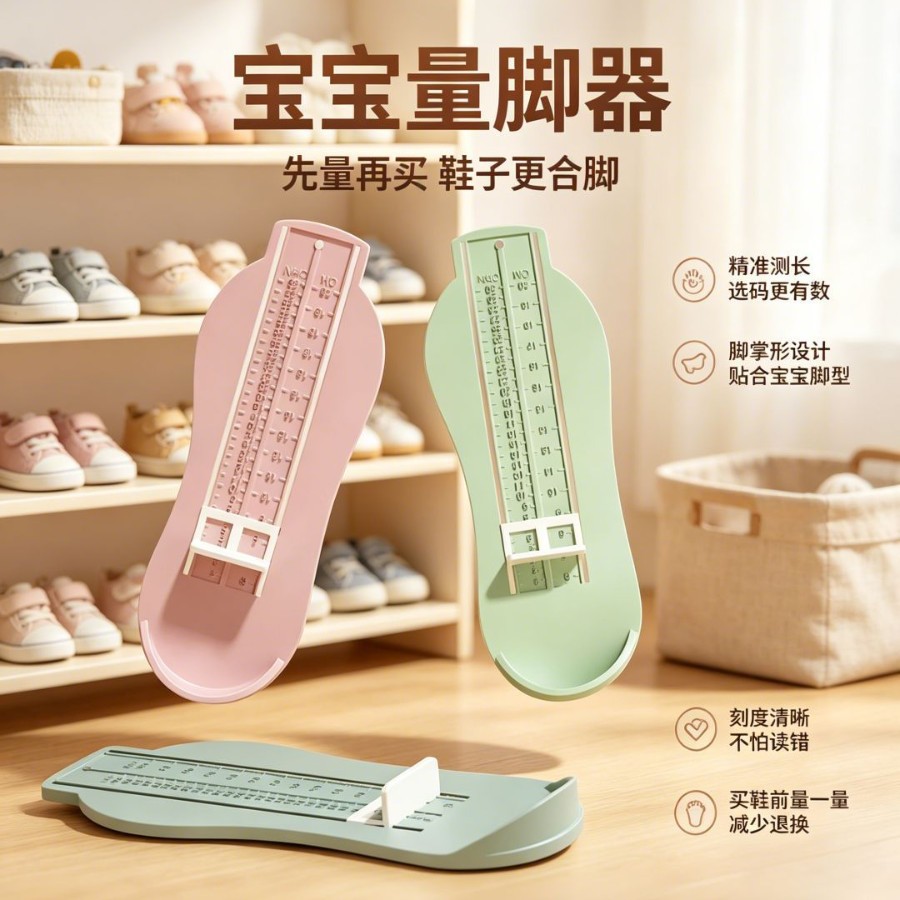 Universal baby foot measuring device, high-precision children's foot length measuring instrument, baby home shopping shoe size scale