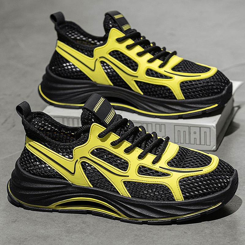 Zapatos de hombre, zapatos deportivos casuales al aire libre, verano de hombre 2025, nuevos zapatos de tela de red huecos y transpirables, zapatos de moda para estudiantes, hombres