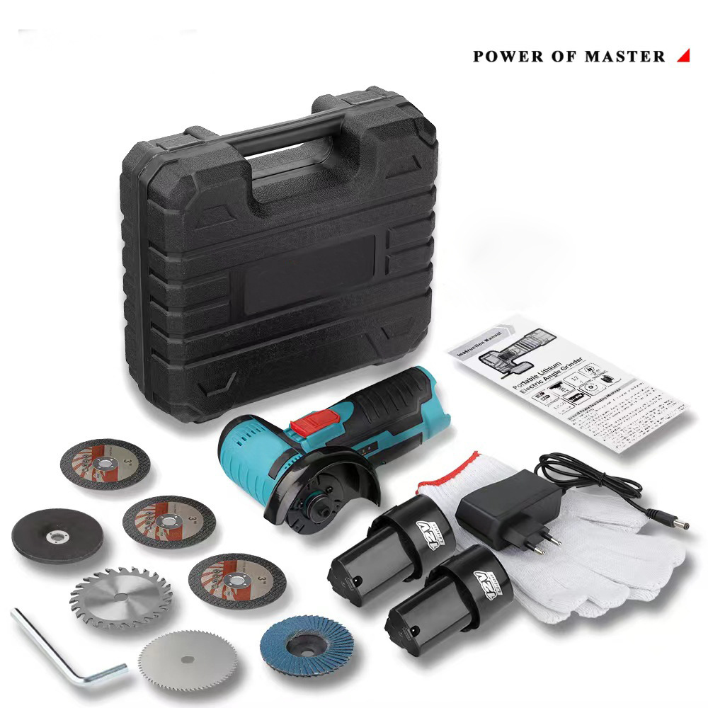 3寸12V家用锂电角磨机切割机迷你手持式多功能打磨机7PC锯片套装