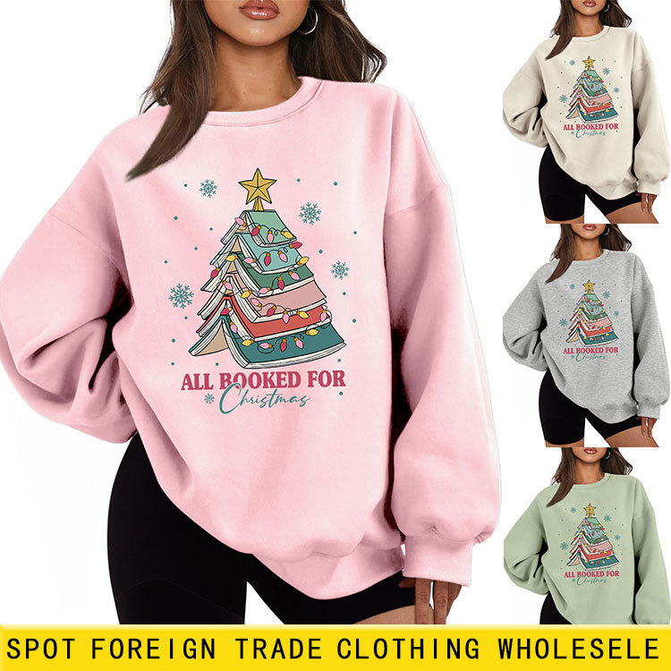 亚马逊ebay独立站加厚保暖女士时尚all booked for christmas卫衣|undefined