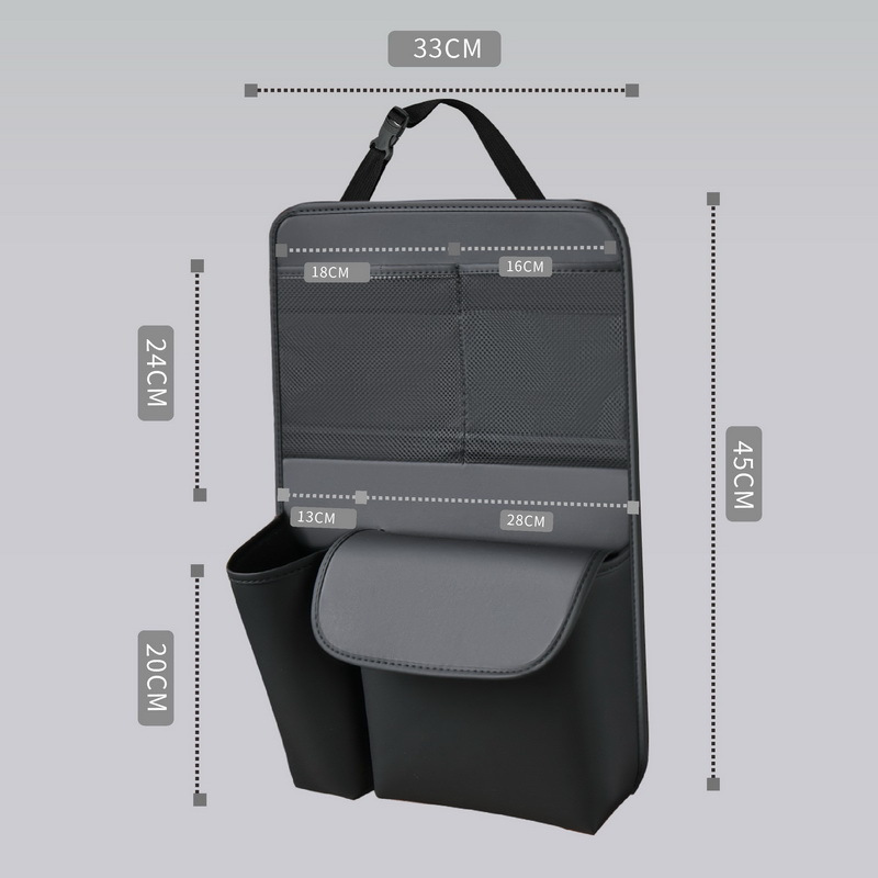 Car Seat Back Storage Bag Leather Rear Seat Storage Box Dining Table Style Car Seat Back Hanging Bag Portable
