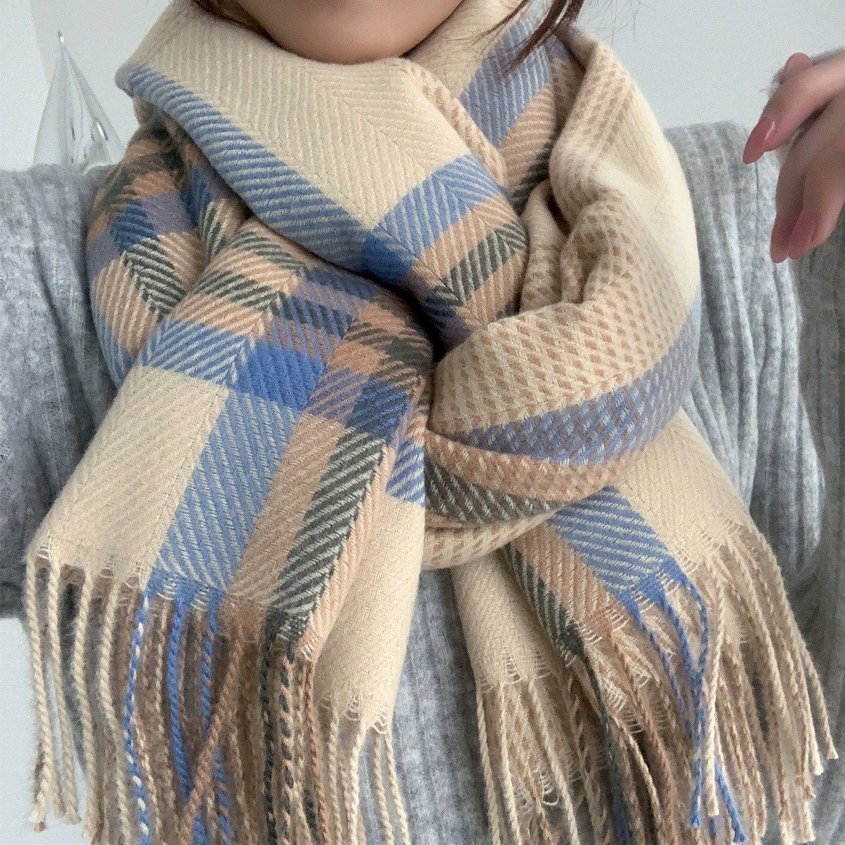 Demi-season winter scarf, universal cashmere for elementary school students, cloak, Korean style, Japanese version