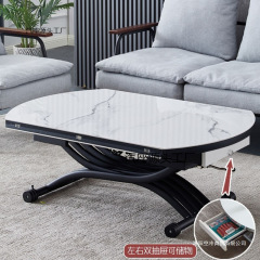 多機能昇降コーヒーテーブルとダイニングテーブル、オールインワン小型ラウンド家庭用折りたたみロックプレートコーヒーテーブルをダイニングテーブルに変える