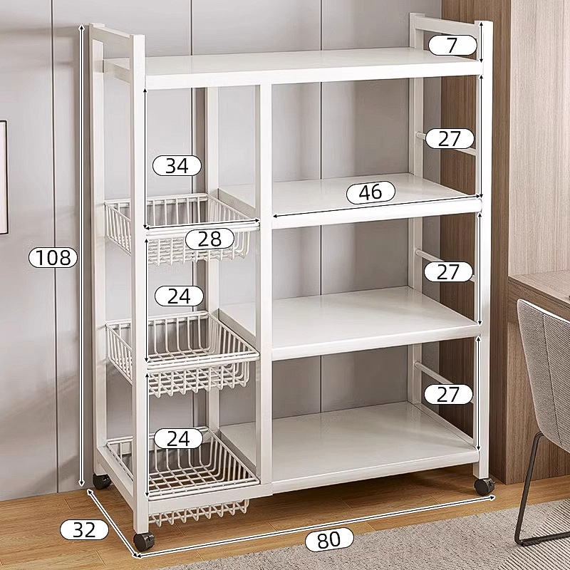 Estante de cocina Estante de almacenamiento de vegetales multicapa de piso contra la pared Estante de almacenamiento de bocadillos Estante multifunción para el hogar