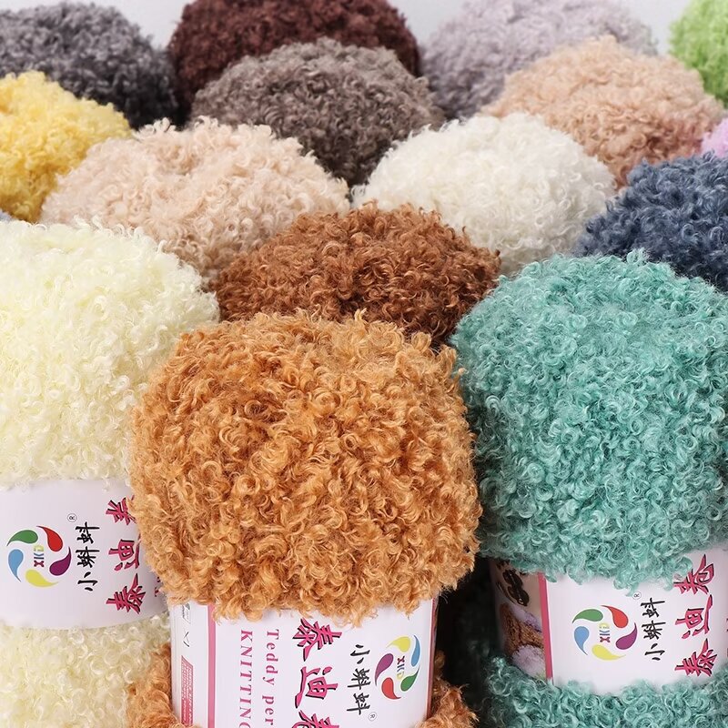 Teddy Curly Wool Loop Towel Thread Handmade DIY Bag Coil Wool Knitting Bag Doll Thread Ball