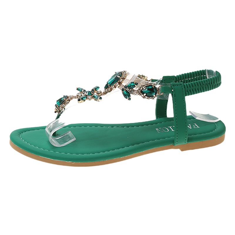 Sandalias para mujer, estilo verano 2026, con pedrería grande, a la moda, estilo europeo y americano, tallas grandes 4142