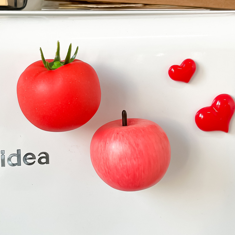 Simulated Fruit and Vegetable Model Red Apple Tomato Refrigerator Magnet Magnetic Kidsren's Photography Props Decoration Ornaments