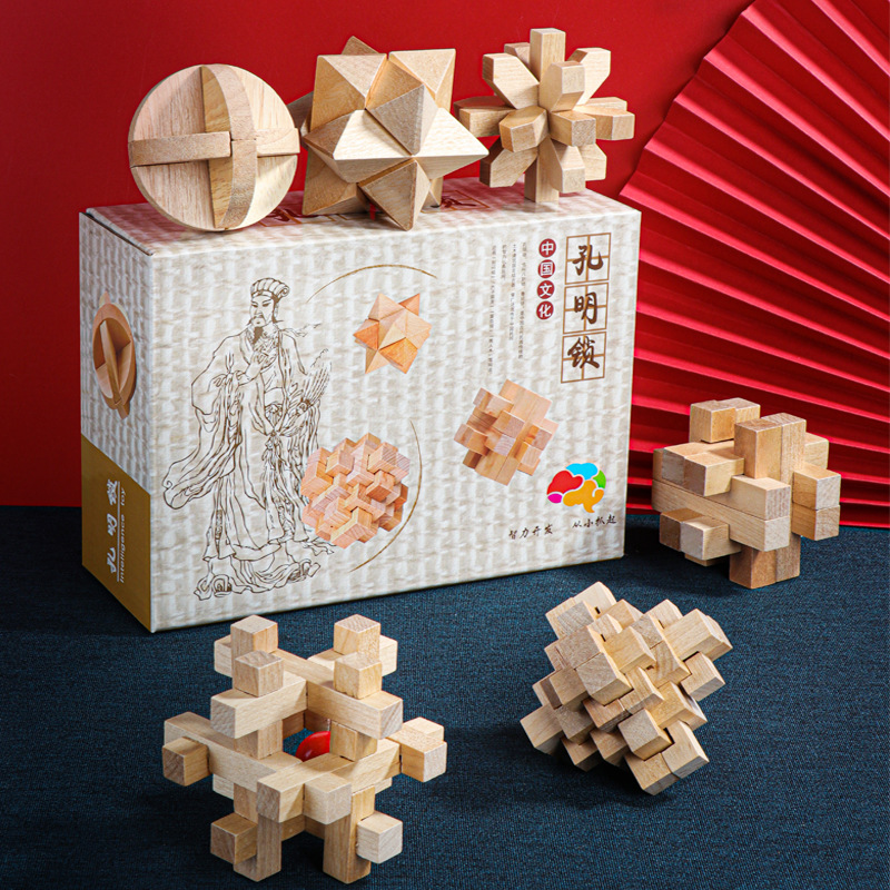Juguete de madera educativo Kong Ming bloqueo Luban bloqueo traje de la escuela primaria de los niños conjunto completo de desarrollo de inteligencia desbloquear juego