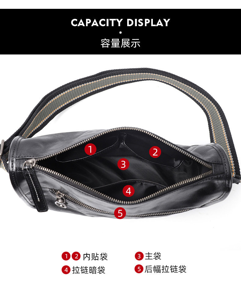 Túi đeo chéo nam da bò thật 29×11×17 cm phong cách đường phố — 3019 giá đặc biệt, Màu đen da thực vật, Da cầm tay màu đen chi tiết 10