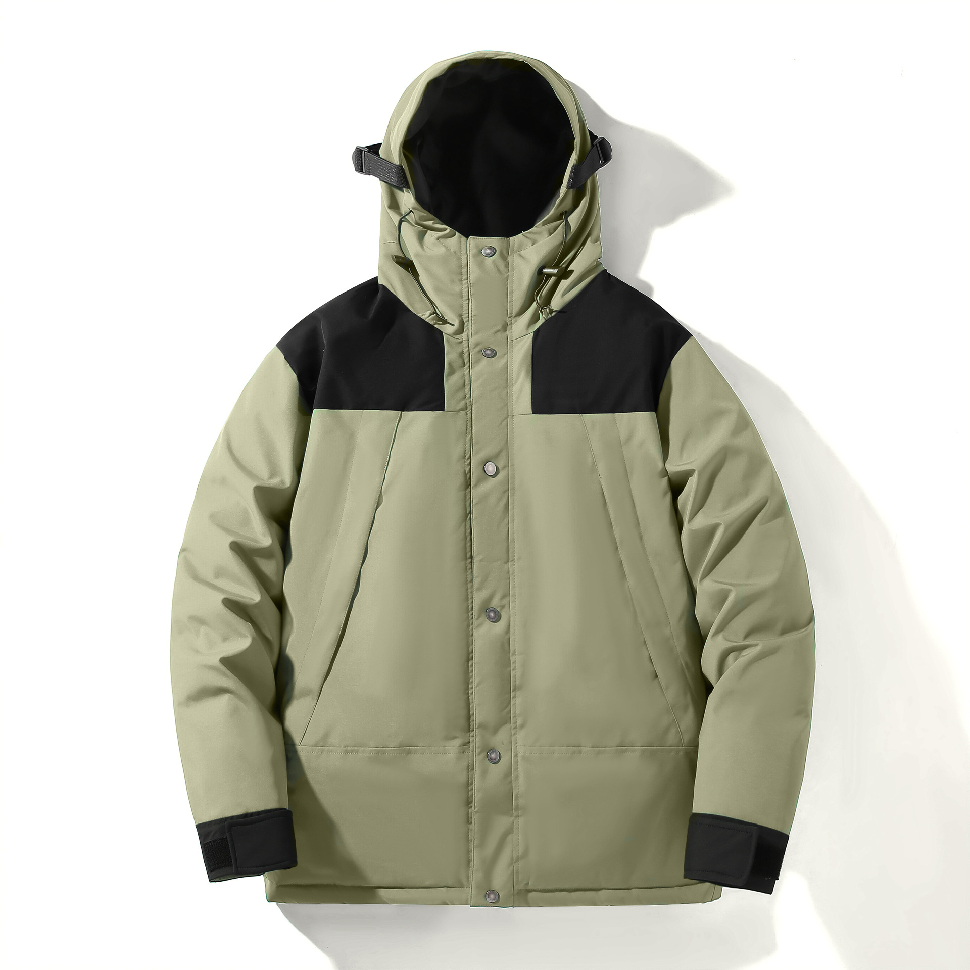 Beijing style 1990 couple's short men's and women's spliced hooded jacket, trendy winter down jacket_voghion.com