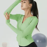 LULU костюм для йоги куртка женский осенне-зимний тонкий спортивный топ для бега на молнии кардиган Быстросохнущий Фитнес-костюм с длинными рукавами