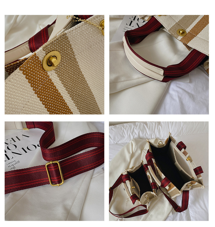 Grote canvas draagtas voor dames denim schoudertas vintage stijl_voghion.com