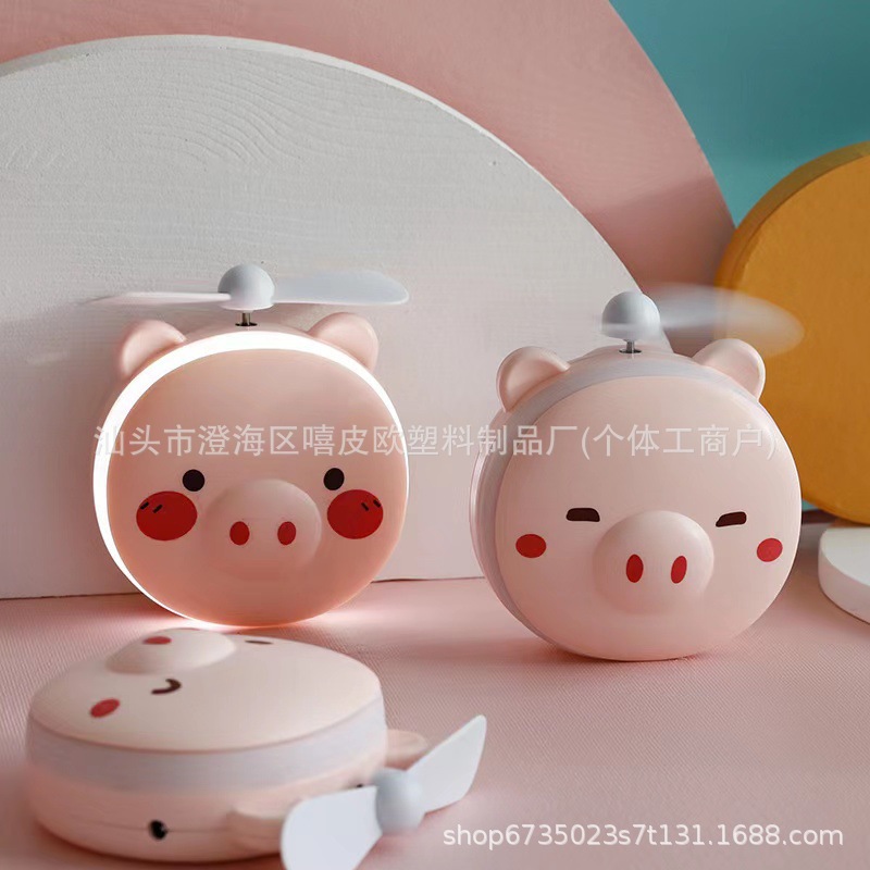 Mini cerdo espejo de belleza portátil pequeño ventilador USB mini espejo de alumno dormitorio ventilador de escritorio de oficina image 5