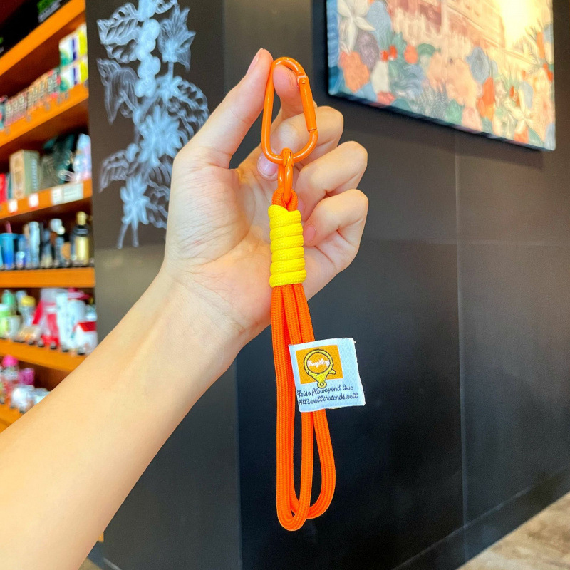 シンプルなスタイルの手織りロープコントラストカラーストラップキーホルダー携帯電話ケースポータブルストラップ DIY トレンディなニッチペンダント|undefined