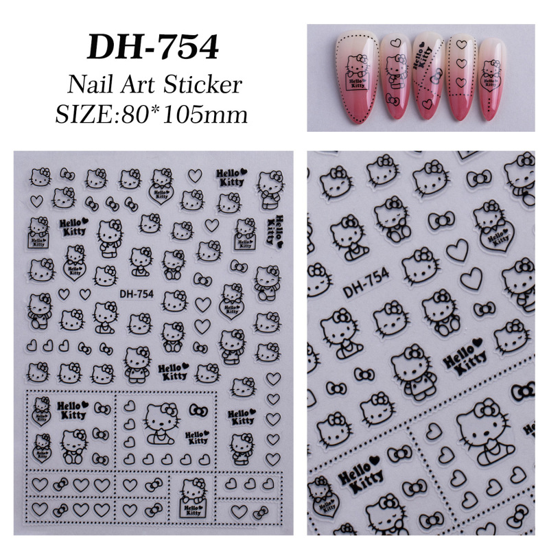 かわいい KT 猫ネイルアートステッカーフラット粘着裏地付き hellokitty ハローキティネイルデカール装飾品 DH754|undefined