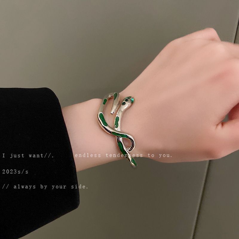 Super Fairy Snake Personality Spice Girls Ins Bracelet Slytherin Green Snake Niche High-grade Cold Snake Bracelet Couple