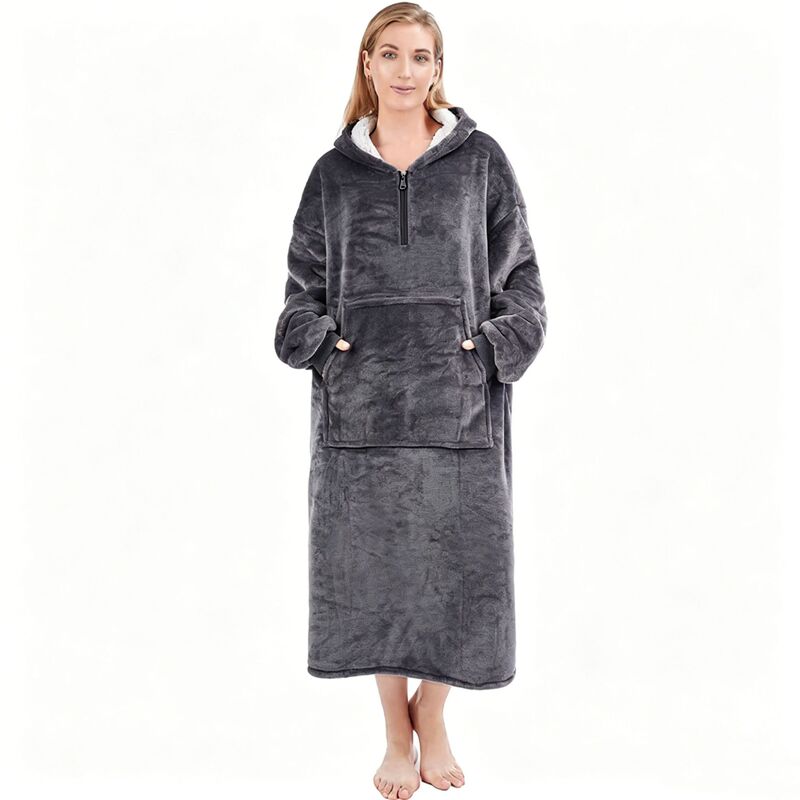 Winter 2025 fleece-lined Thickened Warm Sweat Hood Short Zipper Home Wear Lazy Blanket Large Pocket Winter 2025 fleece-lined Thickened Warm Sweat Hood Short Zipper Home Wear Lazy Blanket Large Pocket