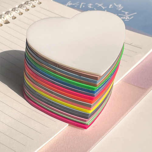 Cross-border best-selling semi-transparent heart sticky notes, waterproof writable marking PET sticky notes, glow-in-the-dark sticky notes