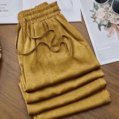 夏の薄い中国式酢酸サテンのワイドパンツ