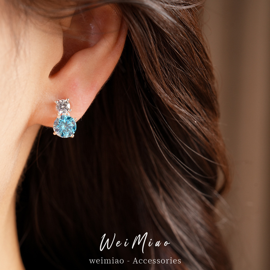 Aguja de plata zircón geometría aretes redondos modernos estilo minimalista temperamento pendientes ligeros de lujo alta sensación auriculares al por mayor image 5