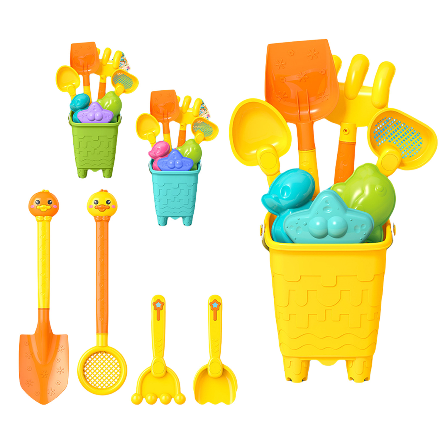Children's Summer Outdoor Sand Pond Park Water Play Toy suit Castle Beach Bucket Cartoon Sand Digging Shovel 1689-9