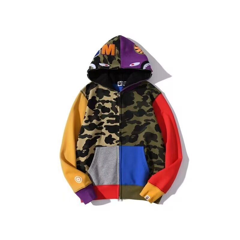 Bape Shark Head Ape Head Zip-Up Hoodie with Label, Available in Various Colors, 3D Zip-Up Hoodie Bape Shark Head Ape Head Zip-Up Hoodie with Label, Available in Various Colors, 3D Zip-Up Hoodie