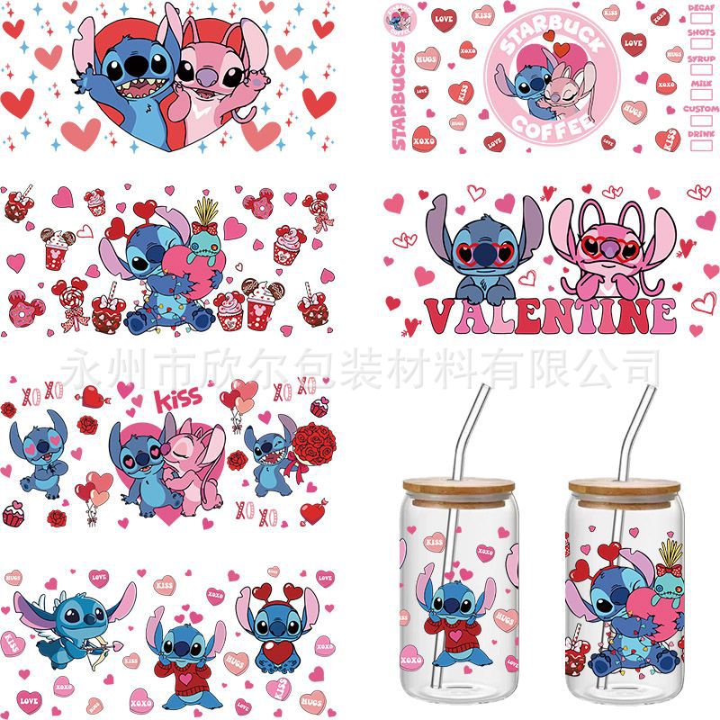 UV转印贴水晶标 16oz dtf 笔贴 跨境 杯子透明 玻璃杯贴纸 杯贴