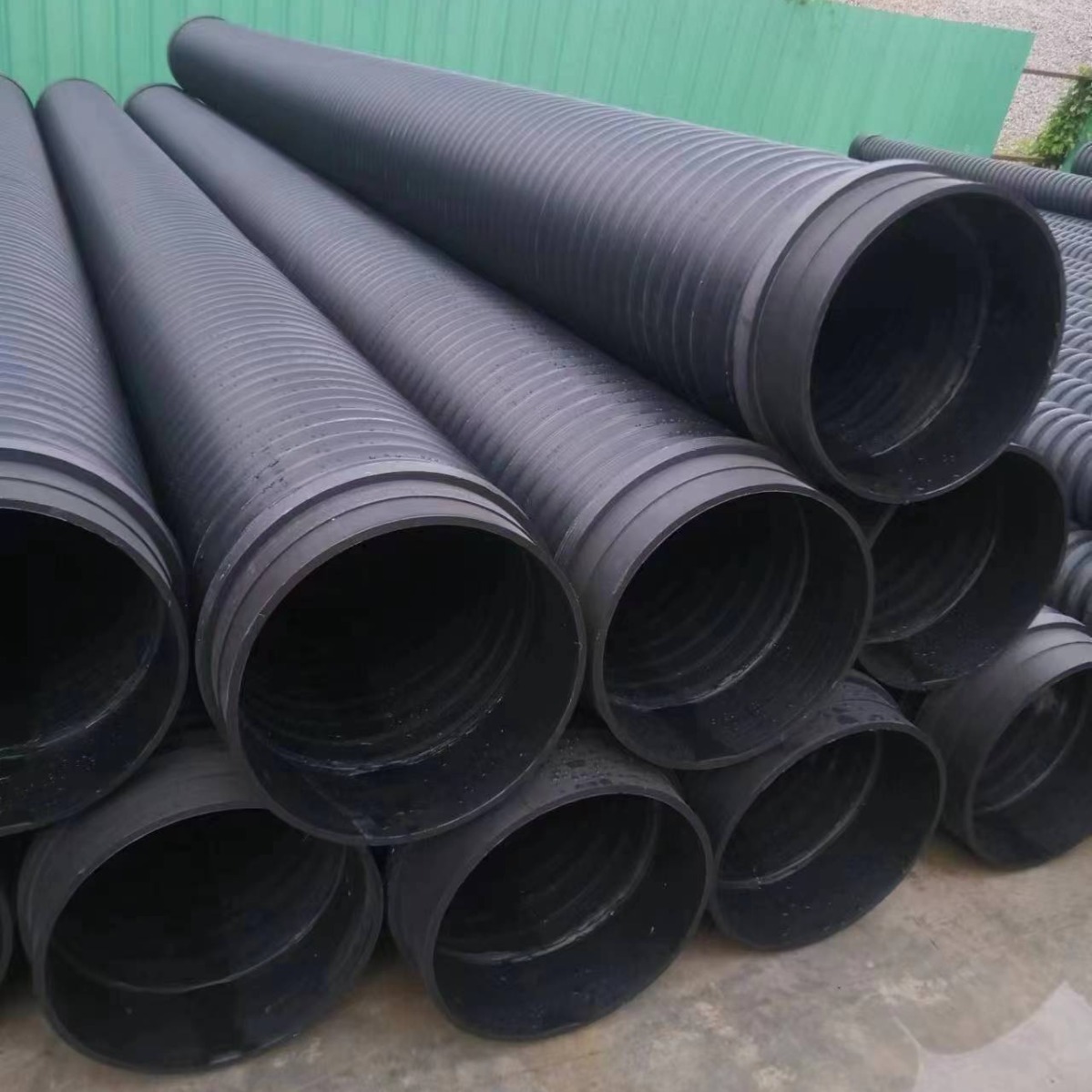 全新中空壁塑钢缠绕管黑色盘管排水管市政工程管雨污下水管定 做