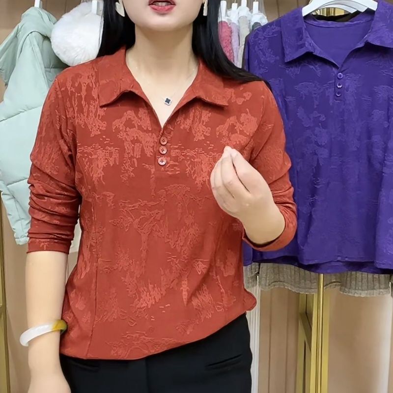 春季长袖时尚妈妈提花2025新款打底洋气小衫显瘦气质上衣衬衫女装|undefined