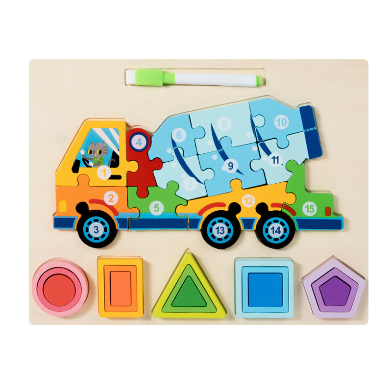 Nuevos productos de forma geométrica puzzle animal digital tridimensional puzzle tablero de dibujo de la educación temprana puzzle forma emparejada bloques de construcción