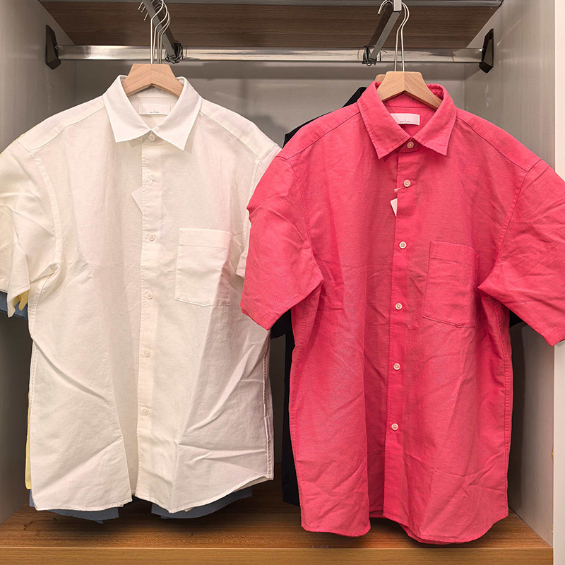 2026 Spring and Summer New Men's and Women's Shirts/Short-Sleeved Shirts Solid Color Casual Simple Lapel Tops R482502