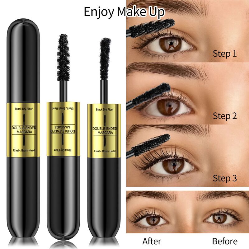 Hellokiss Double-headed 2-in -1 Fiber Grafting Mascara Waterproof Thick Makeup Hold No Sizzy Long Curl