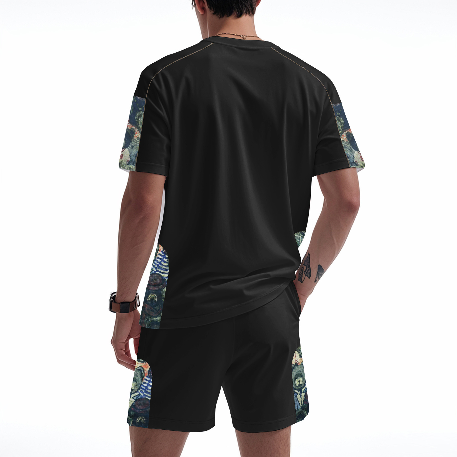 Men's Clothing Men's Trendy Sports Casual Hip Hop Round Neck Short Sleeve Bear Print Loose Fit Breathable Suit High Street Style_viptrois.com