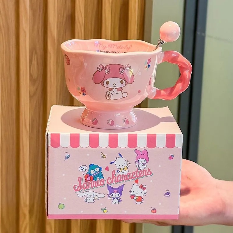 Sanrio Coulomi tazas de cerámica para niñas de alto valor facial tazas de agua para beber Hello Kitty tazas de regalo